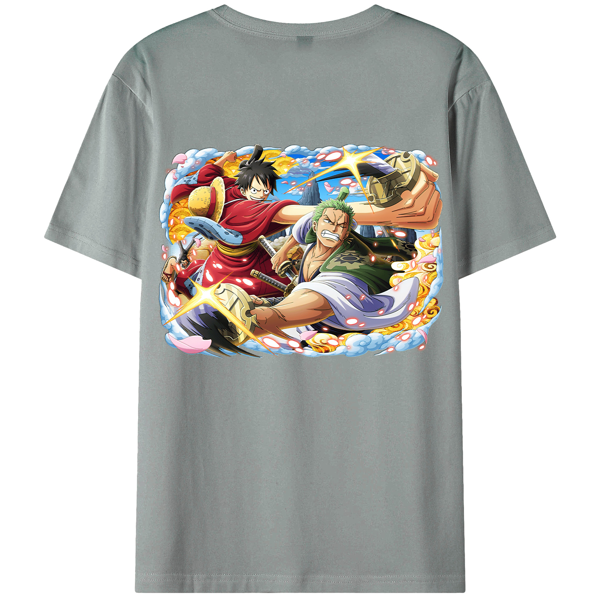 ワンピース モンキー・D・ルフィ ONE PIECE Monkey D. Luffy 綿100％ メンズ半袖Tシャツ（バックプリント） 通気性